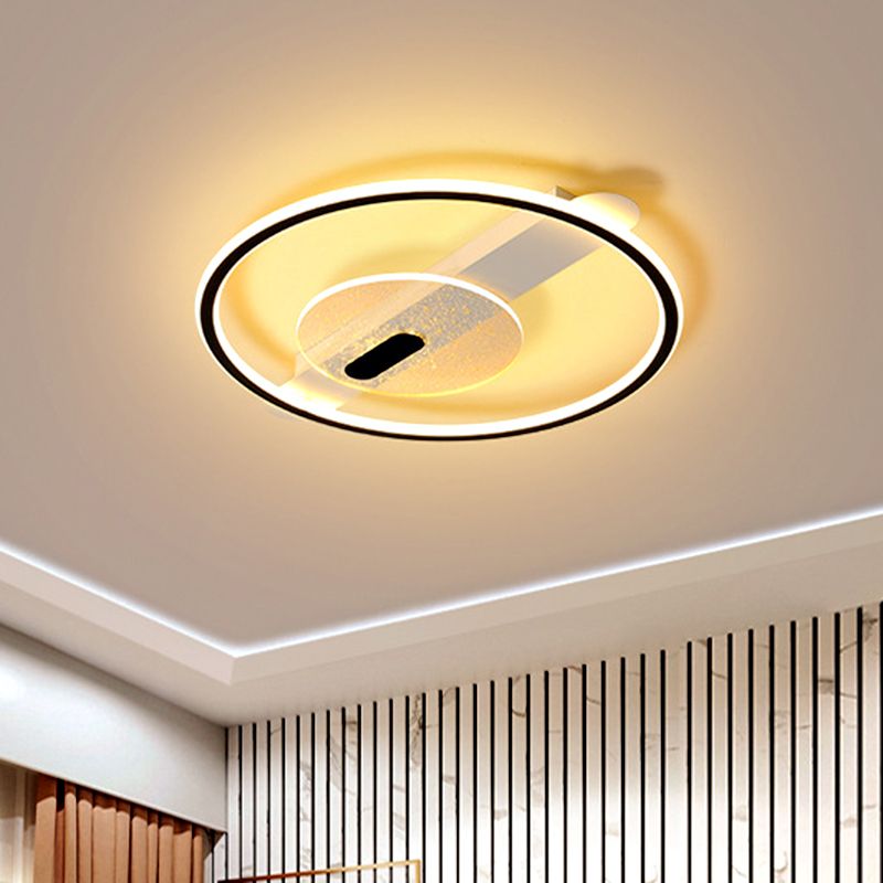 Monte semi-flush rotonda nera/oro Simplicità Apparecchiatura del soffitto acrilico in luce calda/bianca, larghezza 16,5 "/20,5"