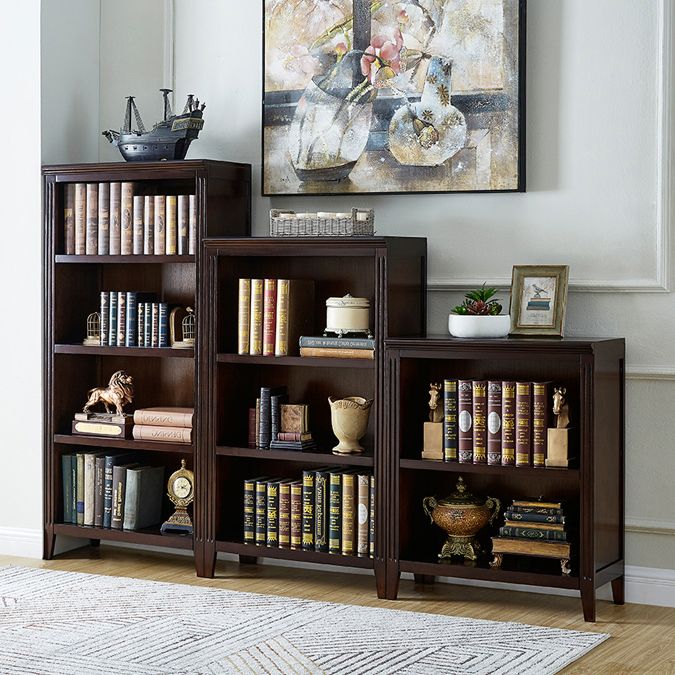 Solid Wood Standard Bookcase Modern Home Bookshelf with Rectangle Shelves