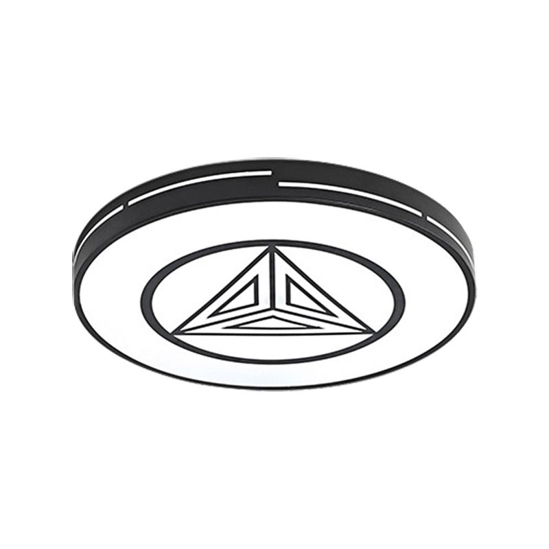 Plafonnier rond en acrylique avec Triangle, éclairage moderne chaud/blanc, luminaire décoratif de plafond, idéal pour une chambre à coucher ou une cuisine, en noir et blanc