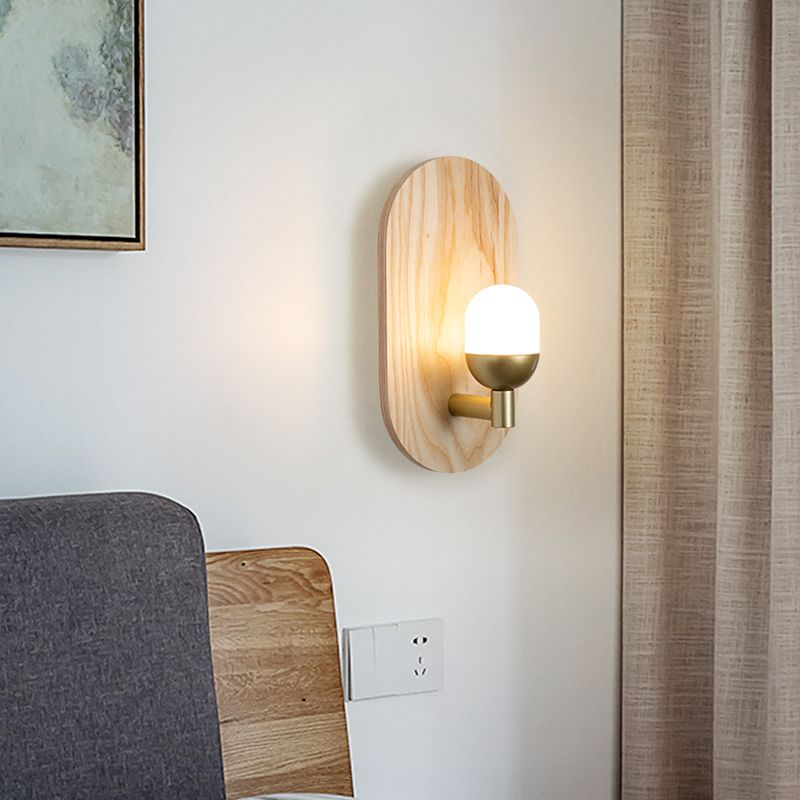 Contemporary Wood Wall Light 1 Light Flush Mount Lighting for Hallway