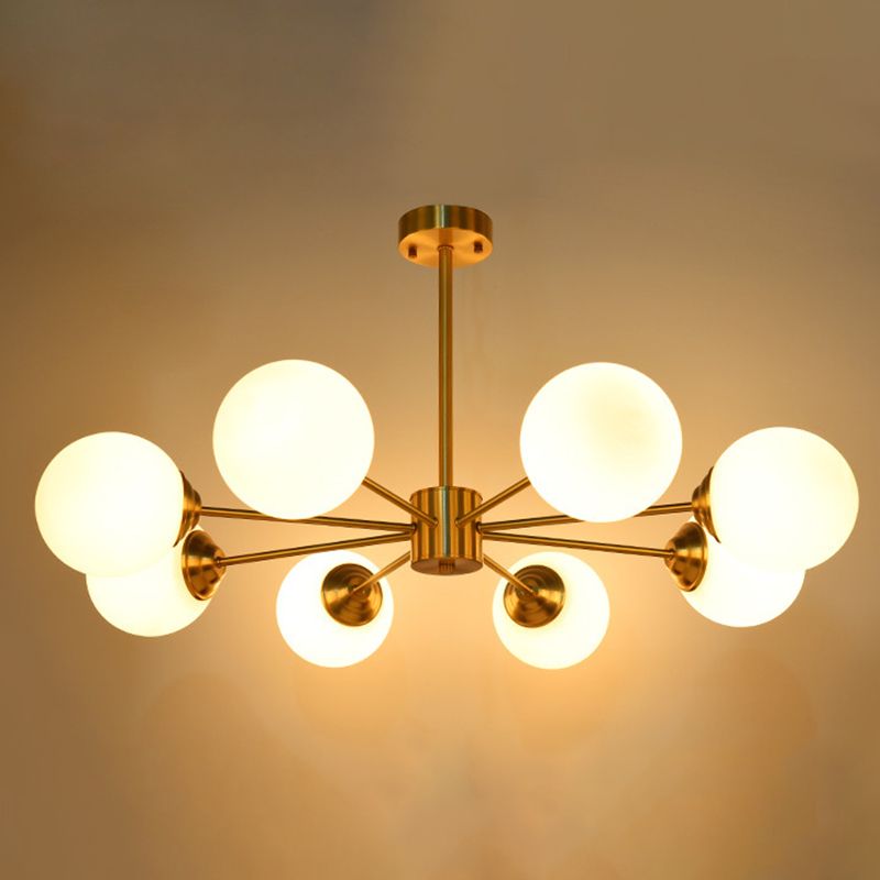 Nordic Simple Hanging Globe-Shaped Chandelier Pendant Light Milky Glass Ceiling Lights Fixture for Restaurant