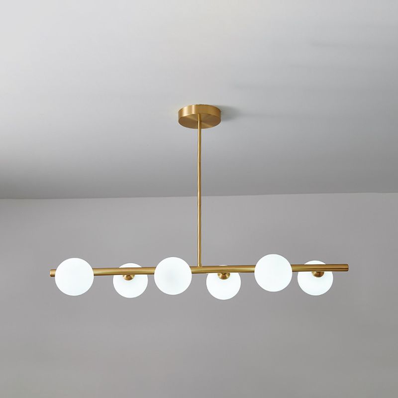 Gold Island Lights modernas lámparas colgantes de restaurantes múltiples con sombra de vidrio de globo