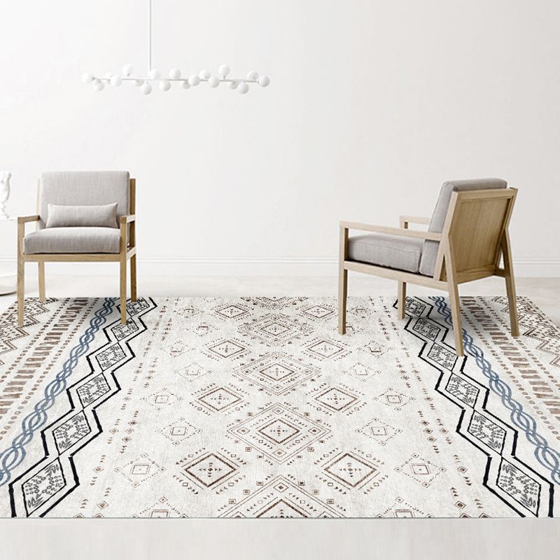 Exotic Multi-Color Boho Rug Polyester Seamless Geometric Pattern Rug Anti-Slip Pet Friendly Machine Washable Carpet for Room