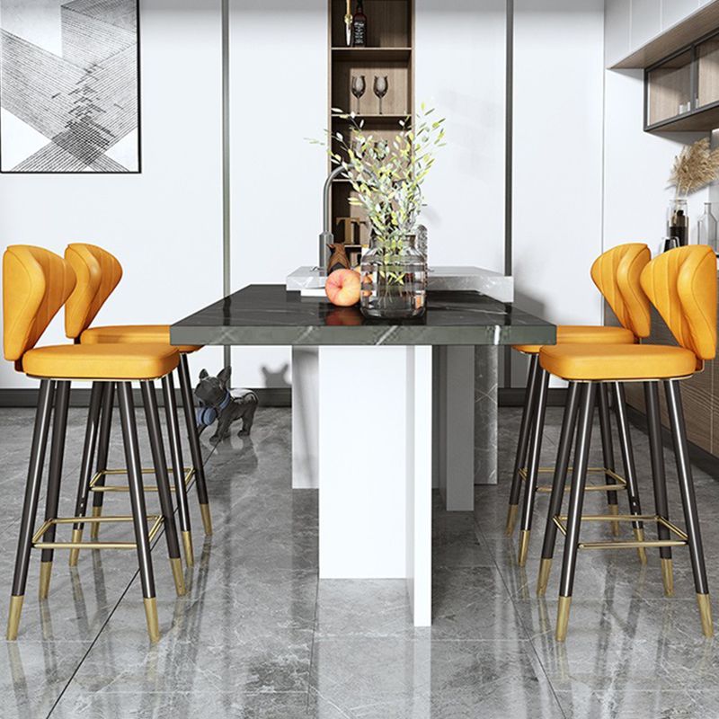 Nordic Glam Style Bar-stool PU Leather Counter Bar Stool with Metal Legs