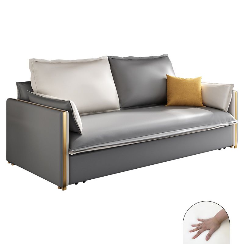 31" Wide Glam Futon Sofa Bed Gray Futon Sleeper Sofa with Storage