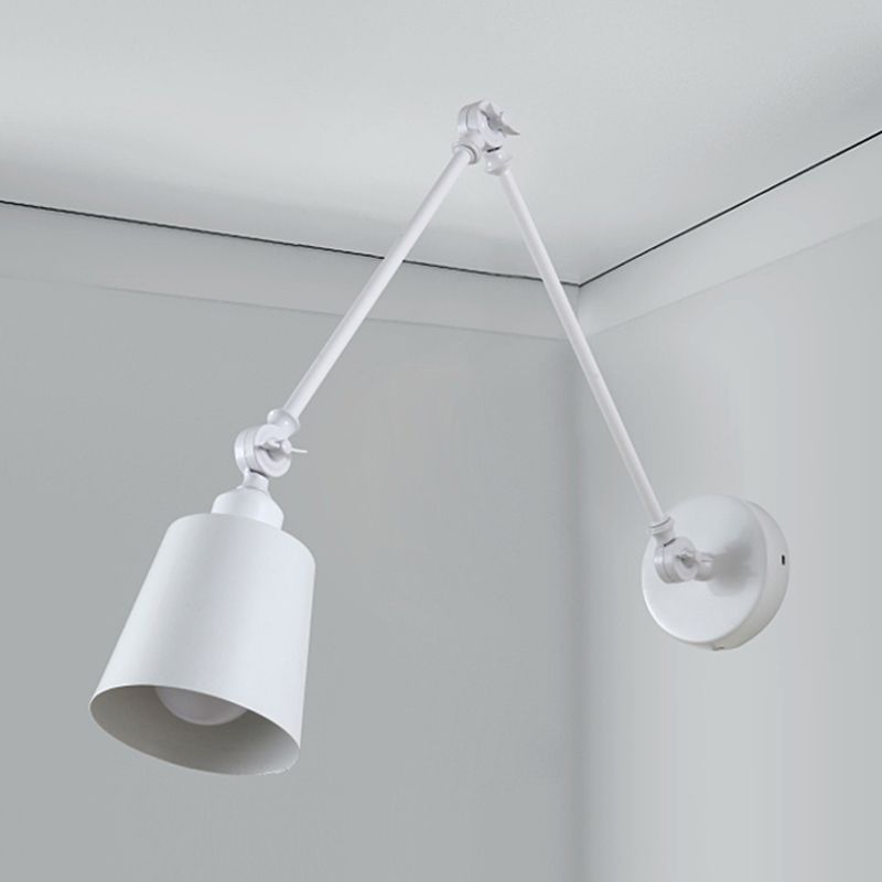 2-gewrichtsschenkarm muur leeslicht Licht Lichte ijzer single zwart/witte sconce-verlichting met taps toelopende schaduw