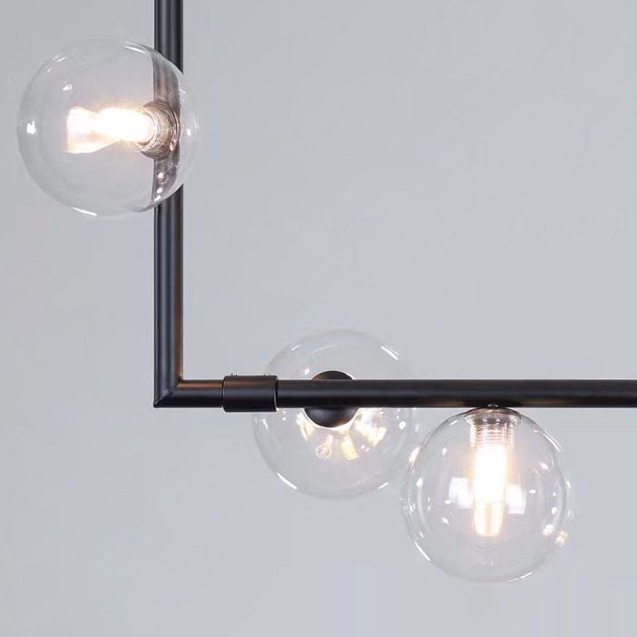 Modernism Globe Shaded Ceiling Light Black Kitchen Island Lighting for Room
