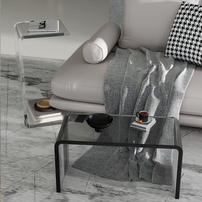 Modernistic Plastic Square Side End Table Modern Sled Sofa Side Accent Table
