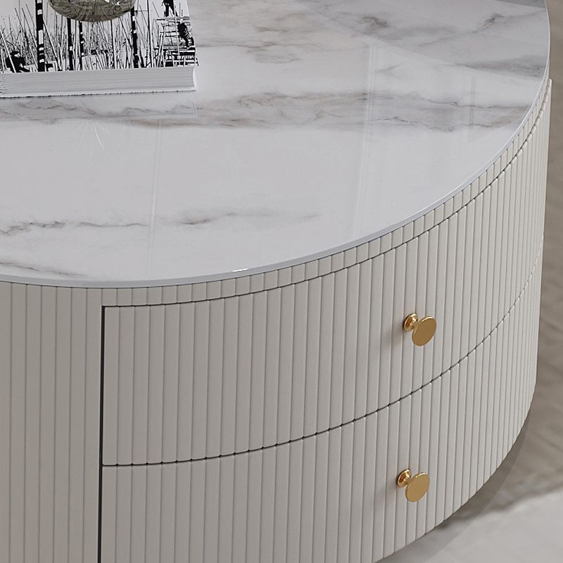 Slate Frame Stone Top Coffee Table Glam 2 Drawers Coffee Table Set