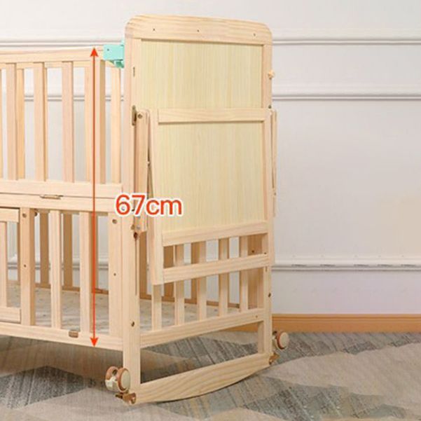 Solid Wood Convertible Crib Simple Crib with Adjustable Height