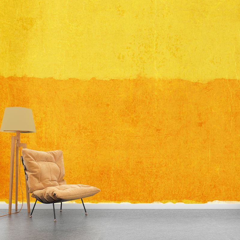 Minimalist Square Mural Wallpaper Yellow Stain-Resistant Wall Covering for Accent Wall