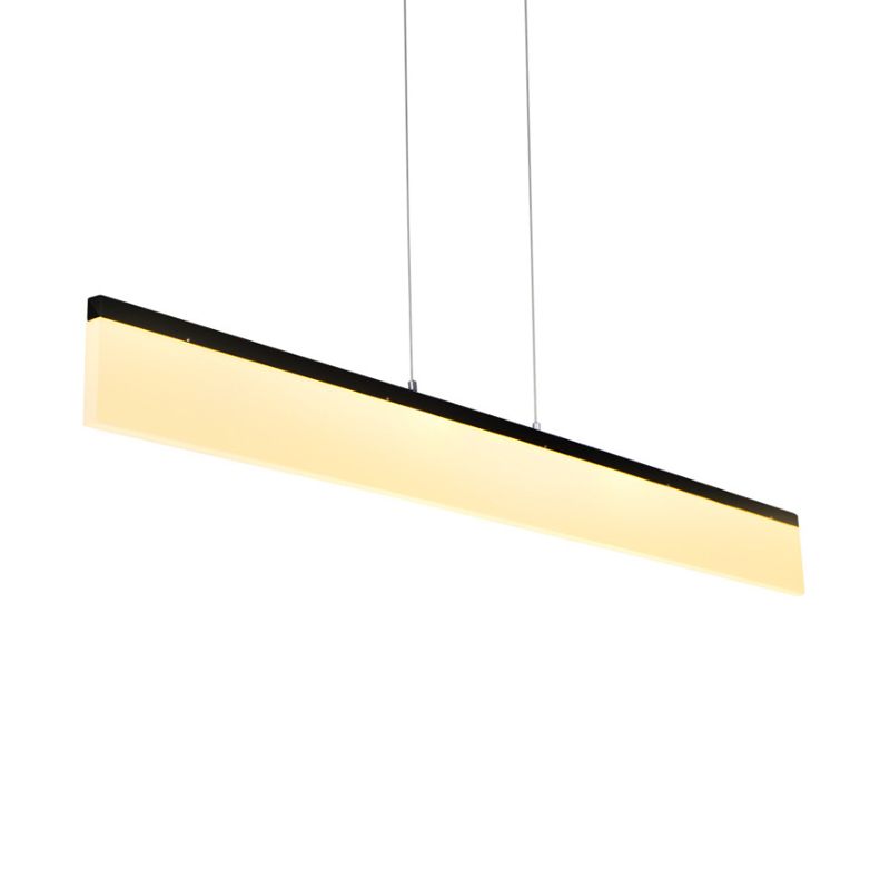 LED Office Pendant Light with Linear Acrylic Shade Black/Gold Ceiling Lamp over Table in Warm/White/Natural Light, 39"/47" Wide