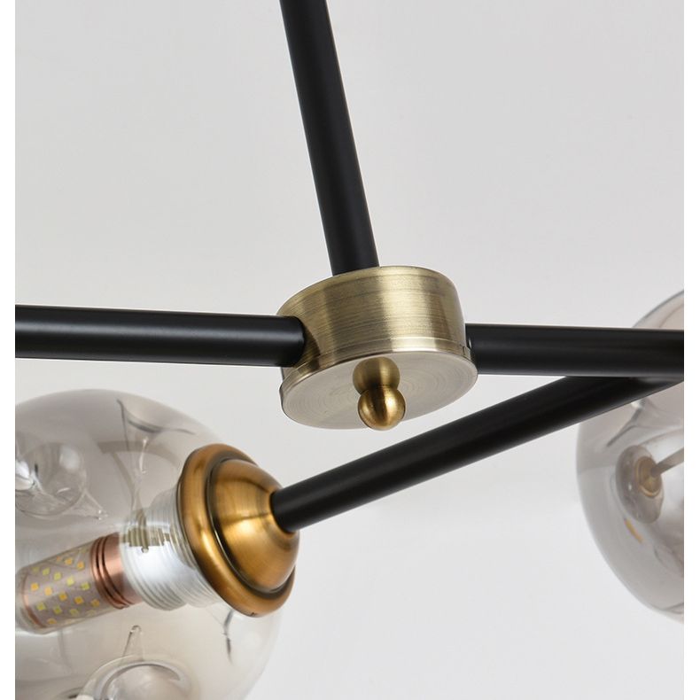 6 Ligera de la isla negra moderna Ligera de la isla del colgante de la isla esférica de la isla de vidrio Luz de techo para mesa de comedor