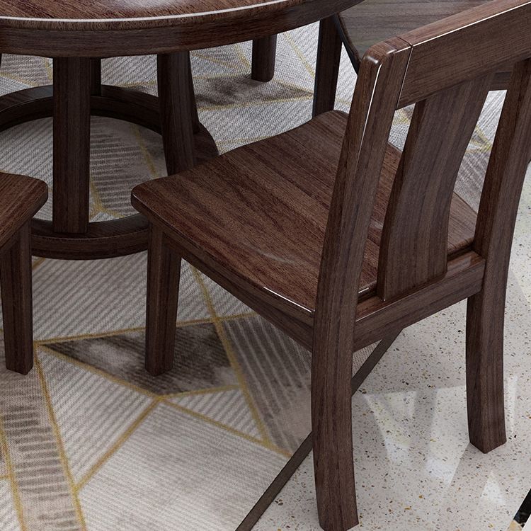 Modern Round Shape Brown Table Solid Wood Standard Dining Table for Kitchen