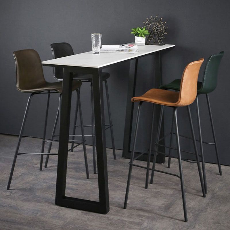 Industrial White Top Counter Table 42-inch Height Table for Living Room