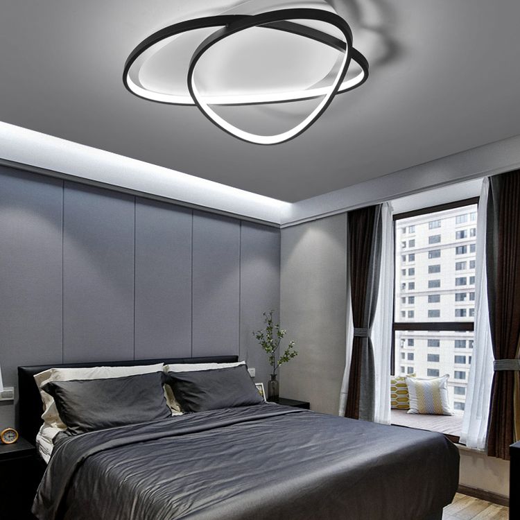 Black and White LED Semi Flush Mount in Modern Minimalist Style Aluminium Oblong Ceiling Light with Acrylic Shade