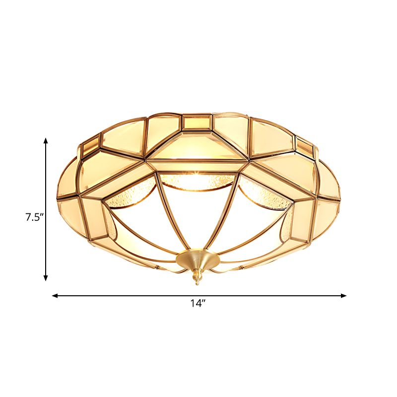 Plafonnier géométrique pour chambre à coucher, Style colonial en métal, 4 ampoules, lampe encastrée en laiton