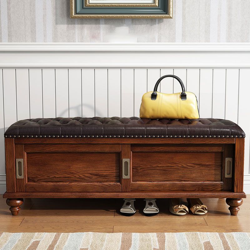 Modern Rectangle Bedroom Bench Wooden Seating Bench with Upholstered