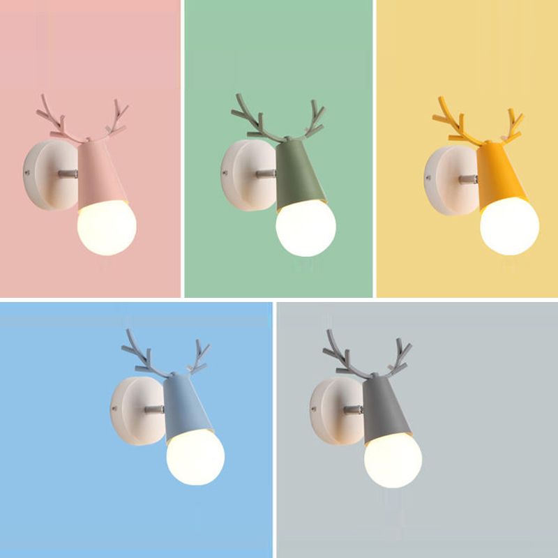 Nordic Style Iron Wall Light Colorful Antler Shape Wall Lamp for Bedroom