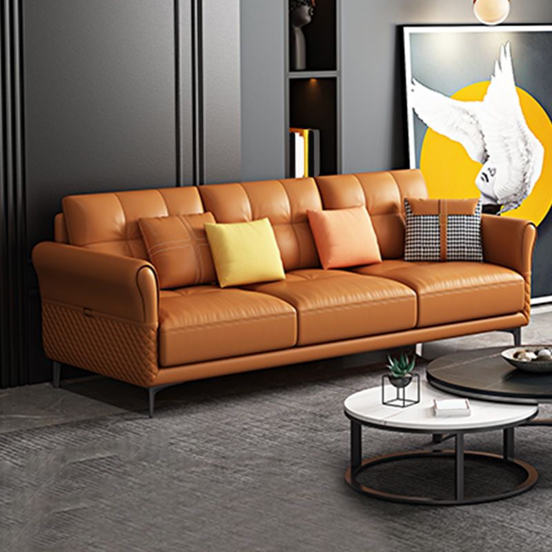 Contemporary Stain-Resistant Square Arm Stationary Cushion Back Sofa