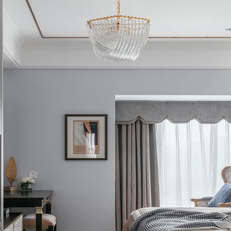 Modern Style Chandelier Bowl Shape Modern Style Glass Hanging Light for Bedroom