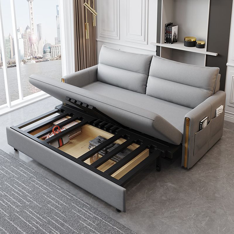 Stain Resistant Faux Leather Contemporary Bed Sofa Couch in Grey