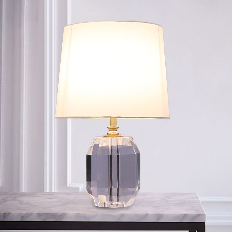 Langwerpig tafellicht modernistische afgeschuinde kristal 1 kop witte kleine bureaulamp, 11 "/13" breed