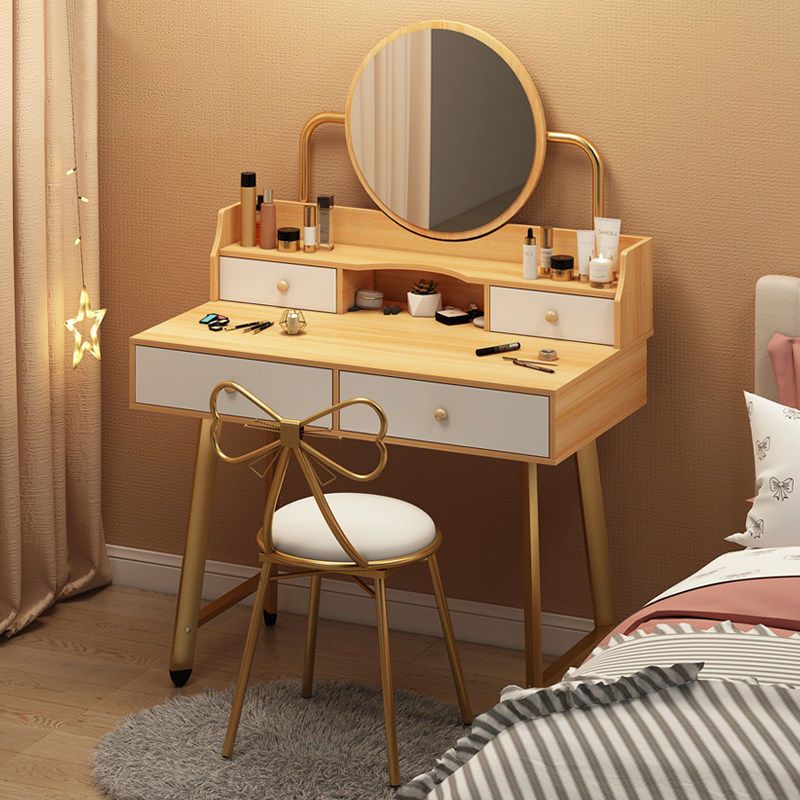 Scandinavian Wooden Dressing Table Mirror Make-up Vanity with Drawers