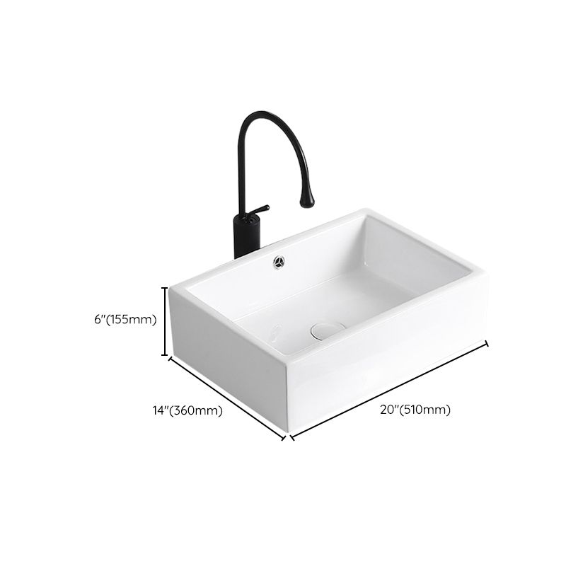 Modern Vessel Lavatory Sink Porcelain Rectangular Vessel Sink(Not Including Faucet)