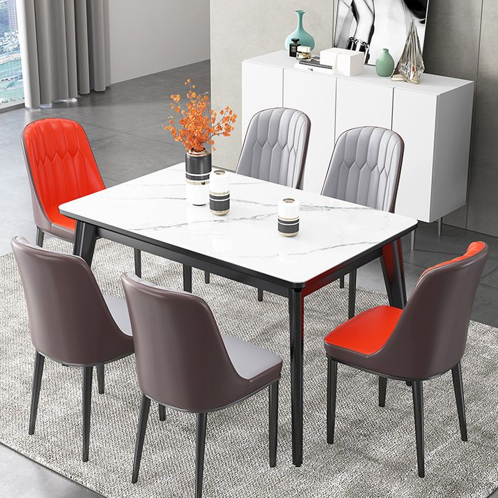 Rechteck Grauston -Esstisch gesinterte Steintisch modern mit 4 Beinen Sockel