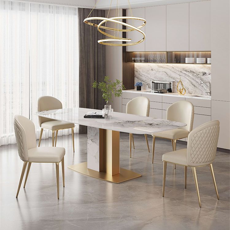 White and Gold Dining Collection Traditional Luxury Dining Pedestal Casual Table