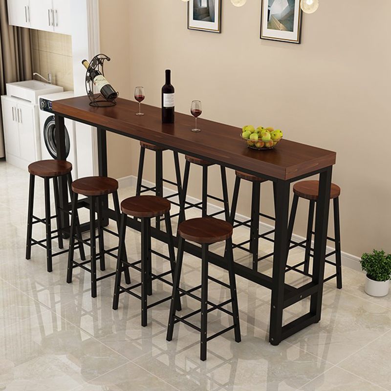 Iron Solid Wood Rectangular Table Industrial Style Home Bar Table