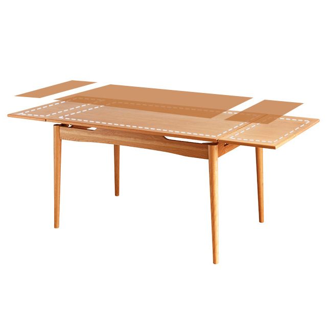 Retractable Solid Wood Table Modern Dining Table with 4 Legs for Restaurant