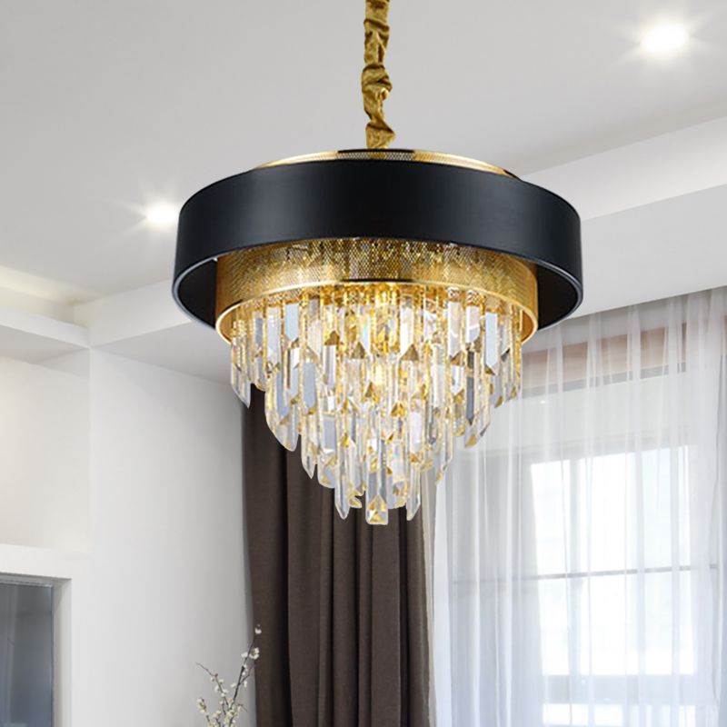 LAMPE DE CHANDELIER ROUNDIQUE SIMPLE CRISTAL 5 LICTES Salle à manger Kit d'éclairage suspendu en blanc / noir