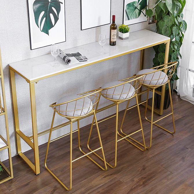 Nordic Backrest Armless Counter Stool Iron Kitchen Bar Stool with Gold Base