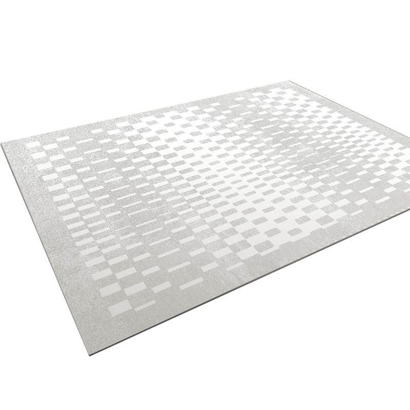 White Modern Rug Pinstripe Polyester Rug Stain Resistant Rug for Living Room