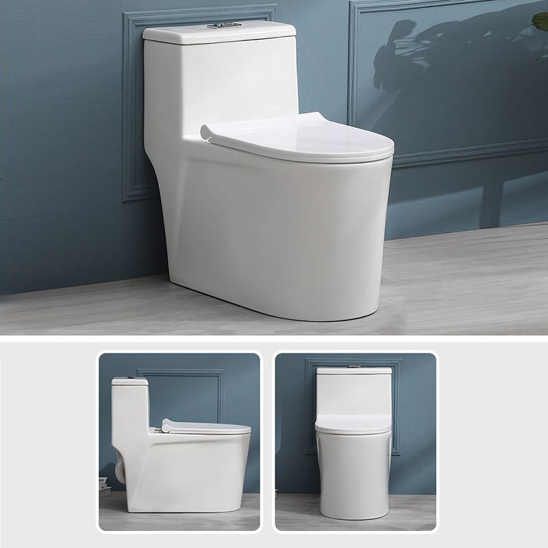 White Ceramic All-In-One Toilet Modern Floor Mounted Toilet Bowl