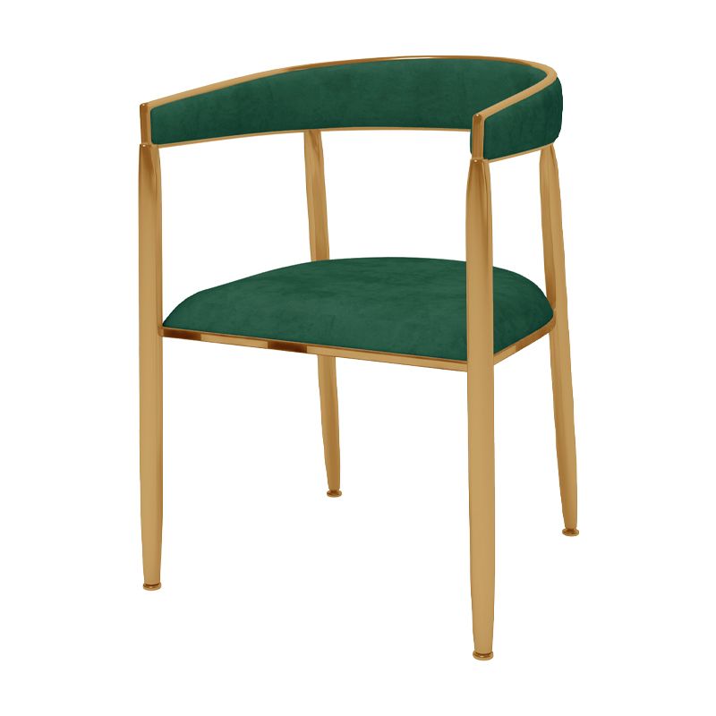 Silla de comedor de metal Glam, sillas laterales de comedor de terciopelo sin brazos para uso doméstico