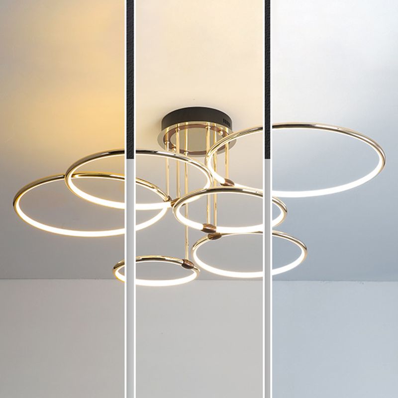 Circles Metal Chandelier Lighting Fixture Minimalist LED Gold Ceiling Pendant Light