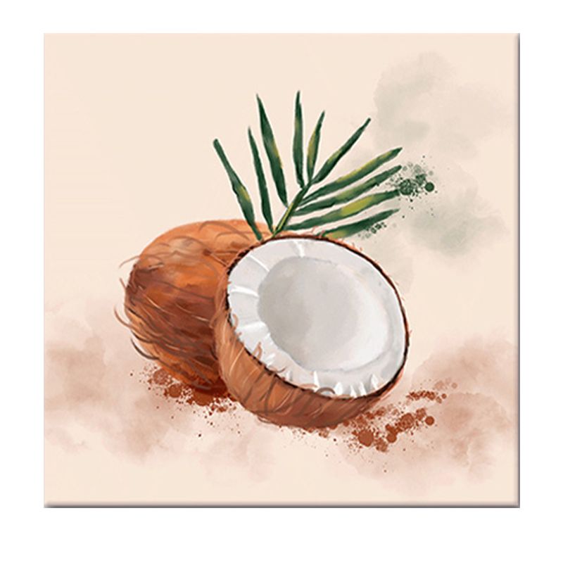 Childrens Art Coconut Painting Canvas Made Textured Brown Wall Decor for Kitchen