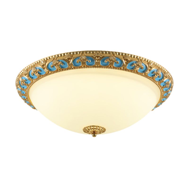 12,5 "/15" /19 " W LED Flush Montato Light Tradizionale Domed Shade Cream Glass Flush Lamp Fixture in Gold