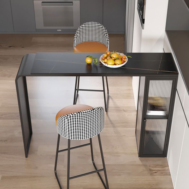 Modern Style Stone Rectangle Bar Height Pub Table for Living Room