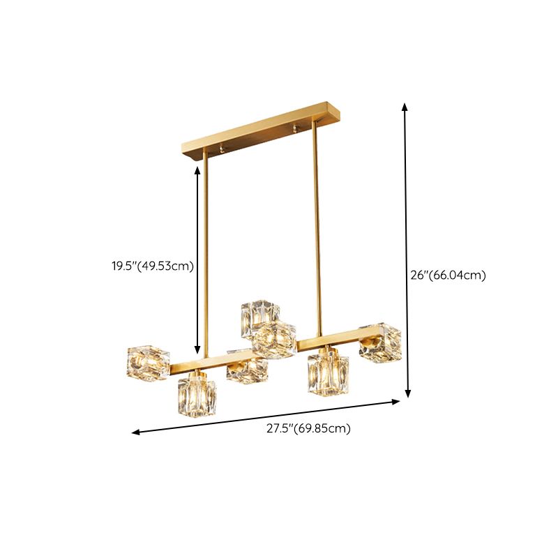 Contemporary 7/9/11/13/15-Light Golden Kitchen Island Lighting LED Ceiling Light