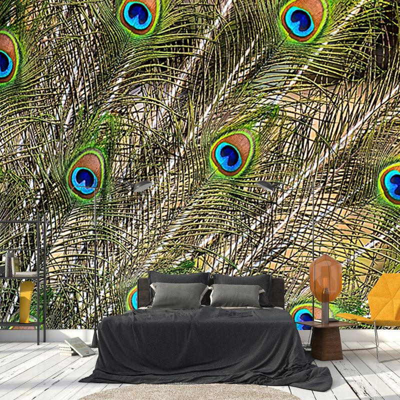 Photography Stain Resistant Mural Wallpaper Peacock Feather Living Room Wall Mural