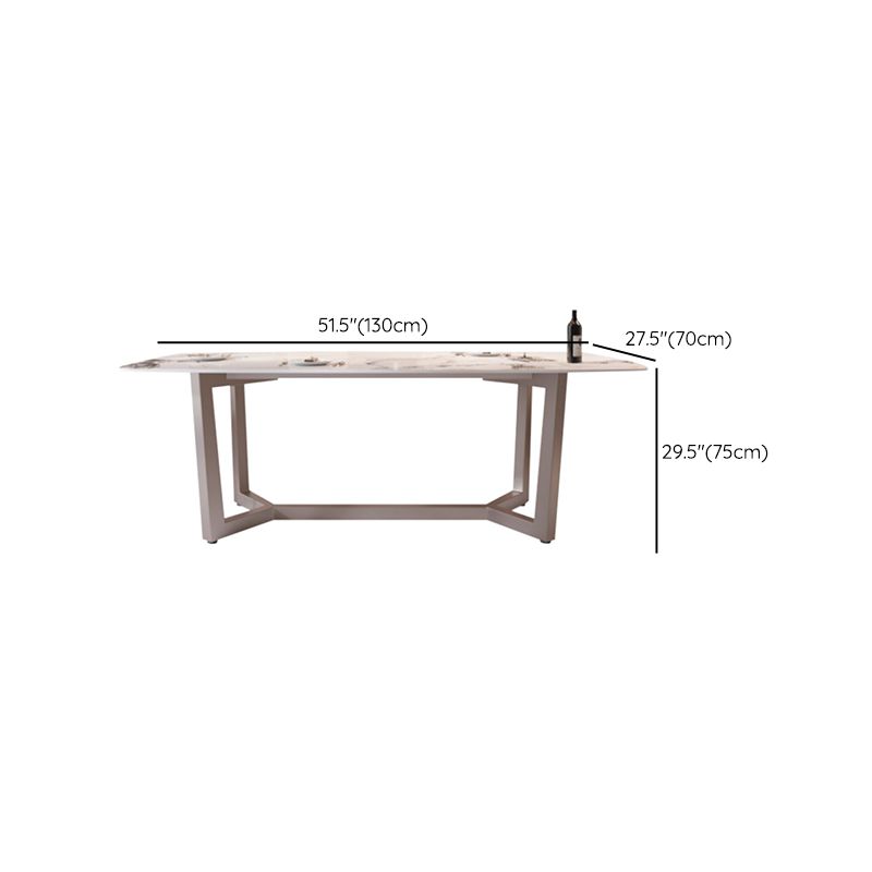 Modern Stone Rectangle Dining Table Metal Base for Dining Room