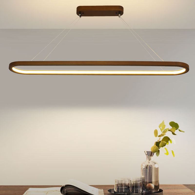 Contemporary Wood Kitchen Pendant Light Oval 1 Light Ceiling Pendant Light