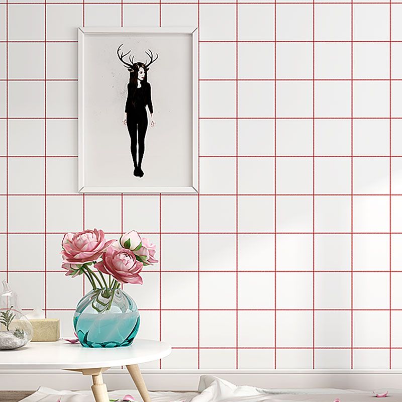 Lattice Wall Decor for Girl's Bedroom Square Wallpaper Roll in Soft Pink, Water-Resistant