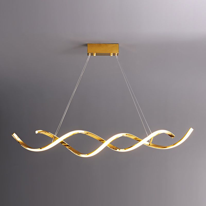 Modern Style Liner Shape Island Pendants 2-Lights Metal Pendant Lights for Living Room
