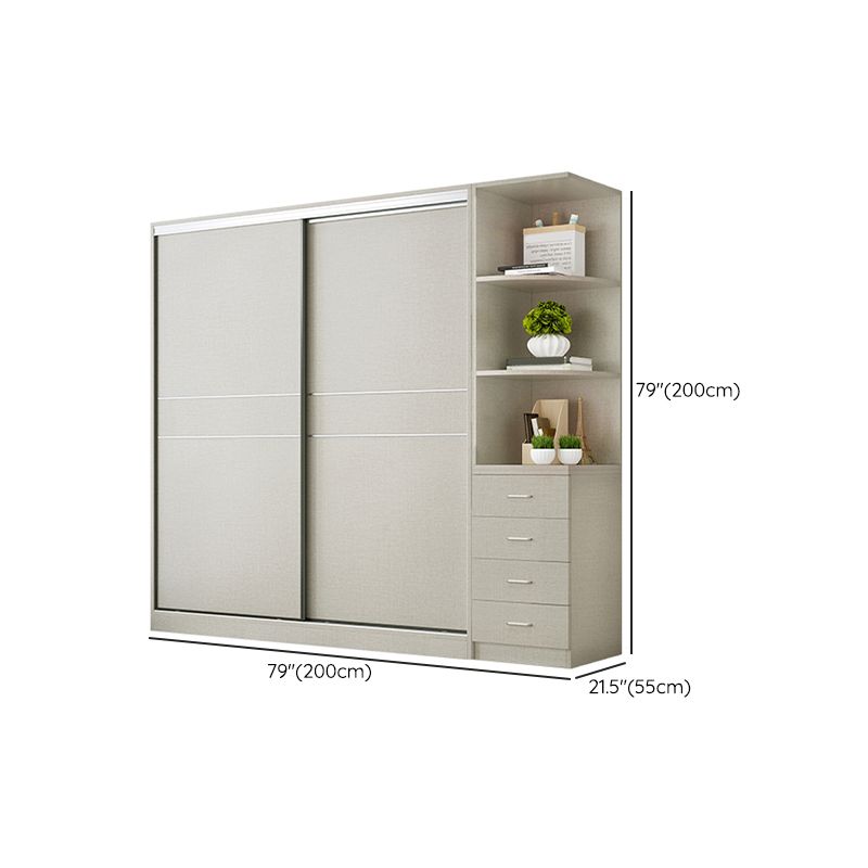Modern Artificial Wood Wardrobe Freestanding Wardrobe with Sliding Doors for Living Room