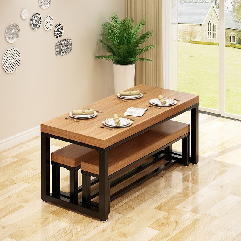Mesa de comedor de cocina de madera maciza moderna forma de comedor rectángulo de comedor estándar con base de caballete